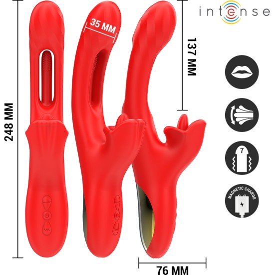 Intense Fun INTENSE - JESSICA MULTIFUNCTION VIBRATOR CLITORIS STIMULATION 24.8 CM RED