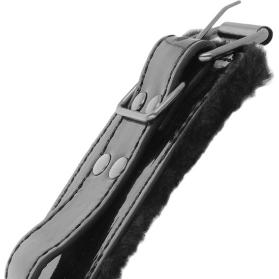 Darkness Bondage DARKNESS - ADJUSTABLE BLACK LEATHER ANKLE HANDCUFFS WITH PADLOCK