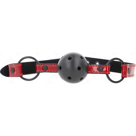 Kink Collar & Gag KINK - SHINY LEATHERETTE BALL 4.5 CM GAG 63.5 X 2 CM ADJUSTABLE 41 X 59 CM