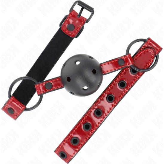 Kink Collar & Gag KINK - SHINY LEATHERETTE BALL 4.5 CM GAG 63.5 X 2 CM ADJUSTABLE 41 X 59 CM