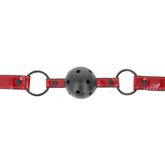 Kink Collar & Gag KINK - SHINY LEATHERETTE BALL 4.5 CM GAG 63.5 X 2 CM ADJUSTABLE 41 X 59 CM