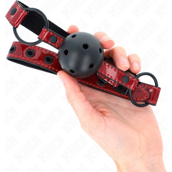 Kink Collar & Gag KINK - SHINY LEATHERETTE BALL 4.5 CM GAG 63.5 X 2 CM ADJUSTABLE 41 X 59 CM