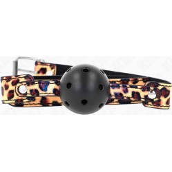 Kink Collar & Gag KINK - LEOPARD BREATHABLE BALL 4.5 CM GAG 65 x 2.5 CM