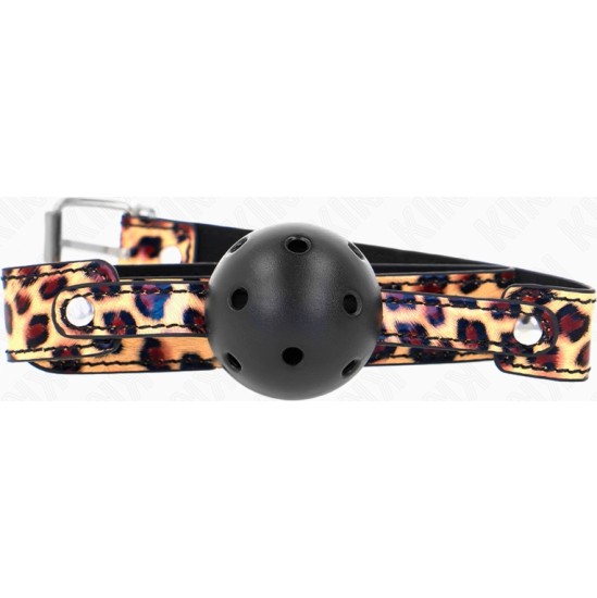 Kink Collar & Gag KINK - LEOPARD BREATHABLE BALL 4.5 CM GAG 65 x 2.5 CM