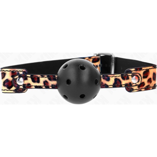 Kink Collar & Gag KINK - LEOPARD BREATHABLE BALL 4.5 CM GAG 65 x 2.5 CM