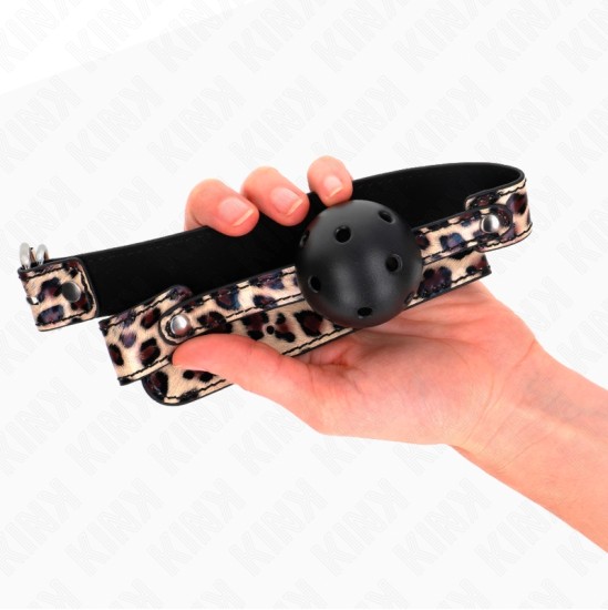 Kink Collar & Gag KINK - LEOPARD BREATHABLE BALL 4.5 CM GAG 65 x 2.5 CM