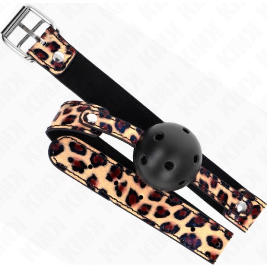 Kink Collar & Gag KINK - LEOPARD BREATHABLE BALL 4.5 CM GAG 65 x 2.5 CM