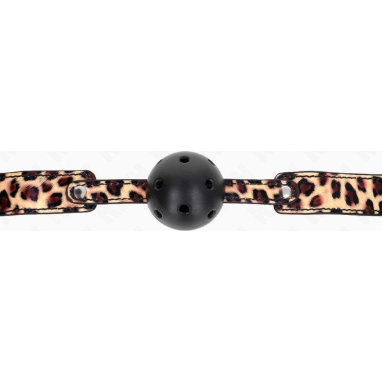 Kink Collar & Gag KINK - LEOPARD BREATHABLE BALL 4.5 CM GAG 65 x 2.5 CM