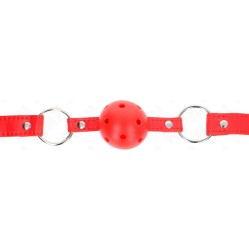 Kink Collar & Gag KINK - BREATHABLE BALL 4 CM GAG WITH DOUBLE RIVET MODEL 1 RED 62.5 x 2.5 CM ADJUSTABLE 42-58 CM