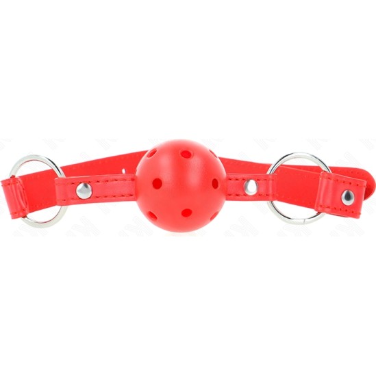 Kink Collar & Gag KINK - BREATHABLE BALL 4 CM GAG WITH DOUBLE RIVET MODEL 1 RED 62.5 x 2.5 CM ADJUSTABLE 42-58 CM