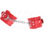 Kink Wrist Restraint KINK - FUR LINED WRIST RESTRAINTS RED WITH RED BELT ADJUSTABLE 17-29 CM X 6 CM