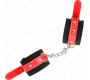 Kink Wrist Restraint KINK - NYLON WRIST RESTRAINTS BLACK WITH LEATHERETTE RED ADJUSTABLE 19-24 CM X 5.5 CM