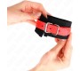 Kink Wrist Restraint KINK - NYLON WRIST RESTRAINTS BLACK WITH LEATHERETTE RED ADJUSTABLE 19-24 CM X 5.5 CM