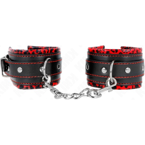 Kink Wrist Restraint KINK - FUR LINED WRIST RESTRAINTS RED / BLACK ADJUSTABLE 17-29 CM X 6 CM