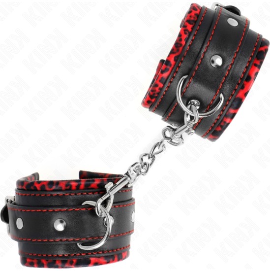 Kink Wrist Restraint KINK - FUR LINED WRIST RESTRAINTS RED / BLACK ADJUSTABLE 17-29 CM X 6 CM