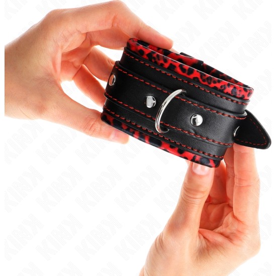 Kink Wrist Restraint KINK - FUR LINED WRIST RESTRAINTS RED / BLACK ADJUSTABLE 17-29 CM X 6 CM