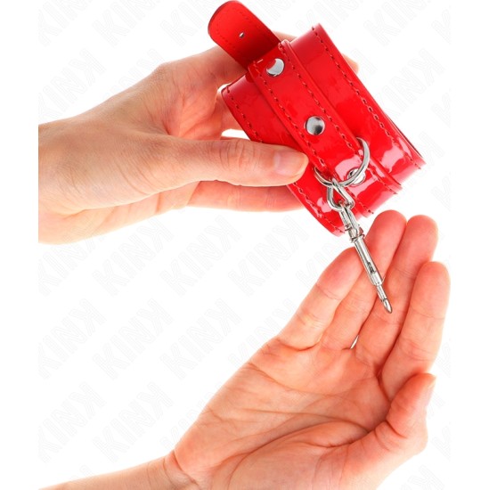 Kink Wrist Restraint KINK - SHINY HAND CUFFS RED ADJUSTABLE 23-33 CM