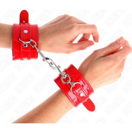 Kink Wrist Restraint KINK - SHINY HAND CUFFS RED ADJUSTABLE 23-33 CM