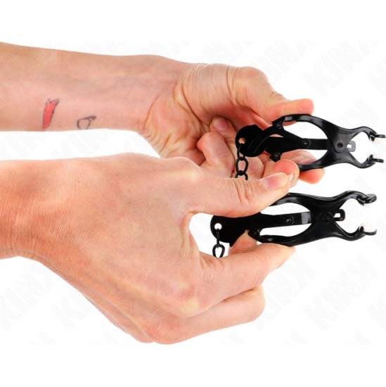 Kink Nipple Grip KINK - JAPANESE CLOVER NIPPLE CLAMPS WITH CHAIN BLACK 30 CM