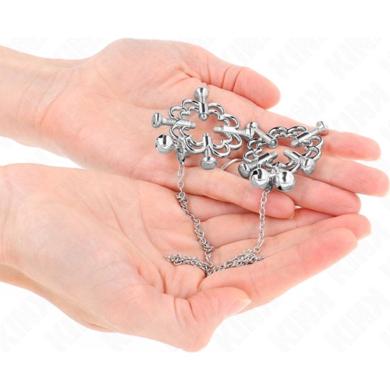 Kink Nipple Grip KINK - METAL FLOWER NIPPLE CLAMPS WITH CHAIN