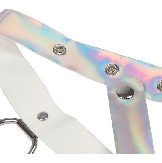 Subblime Fetish SUBBLIME - 953737 CHEST HARNESS WITH RINGS AND CHAINS SILVER ONE SIZE