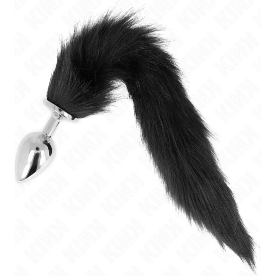 Kink Pleasure Plugs KINK - ANAL PLUG SIZE L 10 X 4 CM WITH SYNTHETIC TAIL 40 CM BLACK