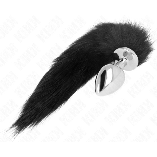 Kink Pleasure Plugs KINK - ANAL PLUG SIZE L 10 X 4 CM WITH SYNTHETIC TAIL 40 CM BLACK