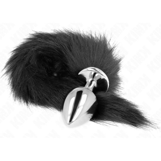 Kink Pleasure Plugs KINK - ANAL PLUG SIZE L 10 X 4 CM WITH SYNTHETIC TAIL 40 CM BLACK