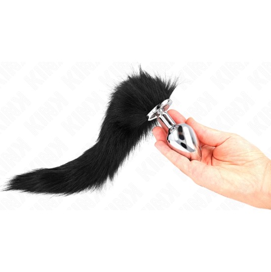 Kink Pleasure Plugs KINK - ANAL PLUG SIZE L 10 X 4 CM WITH SYNTHETIC TAIL 40 CM BLACK