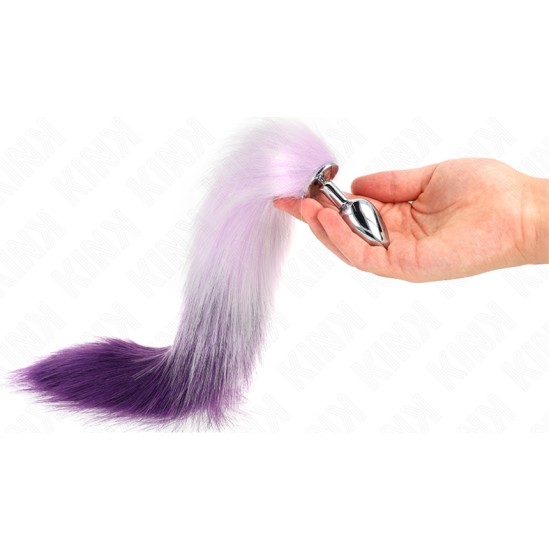 Kink Pleasure Plugs KINK - ANAL PLUG SIZE S 7 X 3 CM WITH SYNTHETIC TAIL 40 CM PURPLE