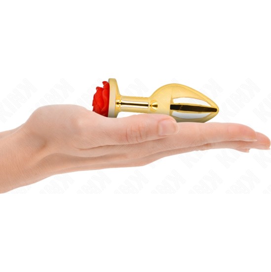 Kink Pleasure Plugs KINK - PLUG ANAL GOLD ROSE RED SIZE M