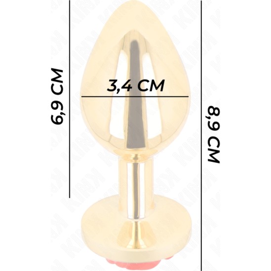 Kink Pleasure Plugs KINK - PLUG ANAL GOLD ROSE RED SIZE M