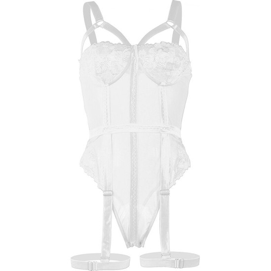 Subblime Bodies SUBBLIME - TEDDY WITH GARTER STRAP DETAIL CHEST WHITE L/XL