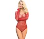 Subblime Bodies SUBBLIME - 952303 SHINY GRILL BODY WITH OFF SHOULDERS LONG SLEEVE RED ONE SIZE