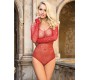 Subblime Bodies SUBBLIME - 952303 SHINY GRILL BODY WITH OFF SHOULDERS LONG SLEEVE RED ONE SIZE