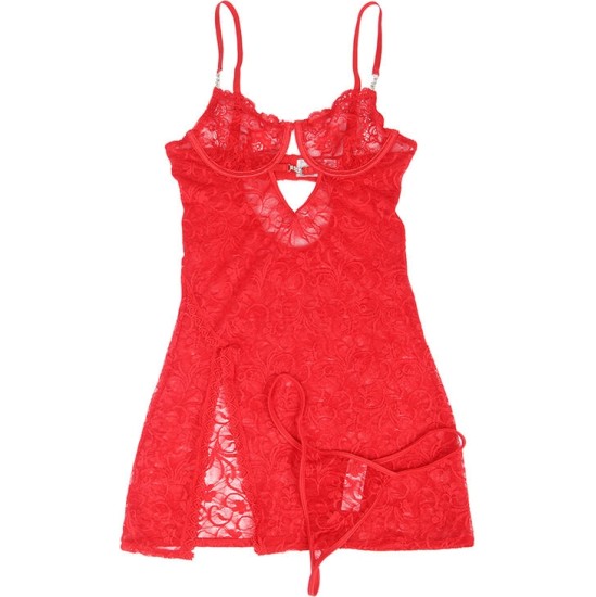 Subblime Babydolls SUBBLIME - 954208 LACE BABYDOLL WITH ADJUSTABLE STRAPS RED S/M