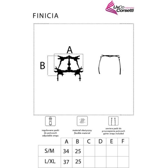 Livco Corsetti Accesories LIVCO CORSETTI FASHION - FINICIA LC90725 GARTER BELT BLACK L/XL