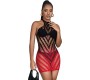 Subblime Dresses SUBBLIME - 952242 RED AND BLACK DEGRADED ELASTIC FISHNET DRESS ONE SIZE
