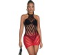 Subblime Dresses SUBBLIME - 952242 RED AND BLACK DEGRADED ELASTIC FISHNET DRESS ONE SIZE