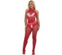 Subblime Bodystockings SUBBLIME - 952372 FISHNET AND LACE CROTCHLESS BODYSTOCKING WITH HIGH NECK RED ONE SIZE