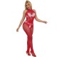 Subblime Bodystockings SUBBLIME - 952372 FISHNET AND LACE CROTCHLESS BODYSTOCKING WITH HIGH NECK RED ONE SIZE