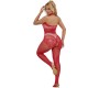 Subblime Bodystockings SUBBLIME - 952372 FISHNET AND LACE CROTCHLESS BODYSTOCKING WITH HIGH NECK RED ONE SIZE