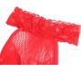 Subblime Bodystockings SUBBLIME - 952372 FISHNET AND LACE CROTCHLESS BODYSTOCKING WITH HIGH NECK RED ONE SIZE