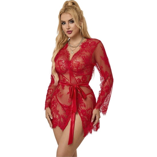 Subblime Sets SUBBLIME - 953782 LACE NIGHTGOWN + THONG RED L/XL