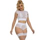 Subblime Sets SUBBLIME - 954048 BRA + PANTIES WITH GARTER BELT WHITE L/XL