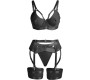 Subblime Sets SUBBLIME - 955243 BLACK BONDAGE BRA WITH GARTER SET L/XL