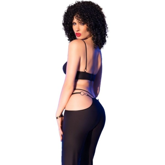 Chilirose Sets CHILIROSE - CR 4851 BLACK TOP AND LEGGINGS SET WITH GOLDEN ACCESSORIES M