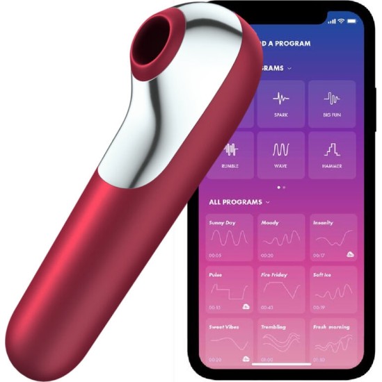 Satisfyer Connect SATISFYER - DUAL LOVE VIBRATOR AND SUCTIONER WITH PULSED AIR RED