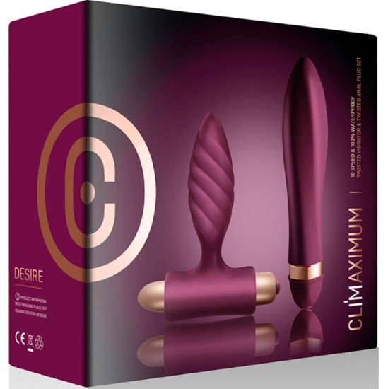 Climaximum DESIRE KIT TWISTED VIBRATOR + ANAL PLUG