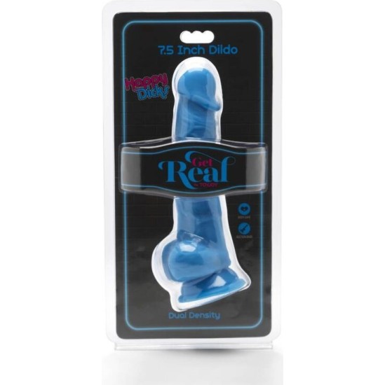 Get Real HAPPY DICKS 19 CM WITH BALLS BLUE